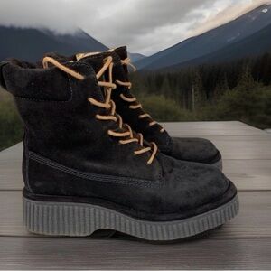 Rag & Bone Black Suede Lace Up Combat Ankle Boots Size 38.5 (US 8/8.5)